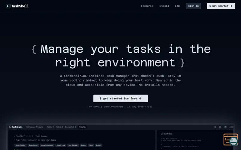 Screenshot of TaskShell