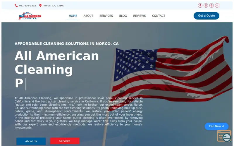 Screenshot of All American Cleaning, a launch using perfect-scrollbar