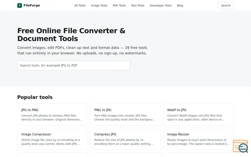 Screenshot of FileForge Tools