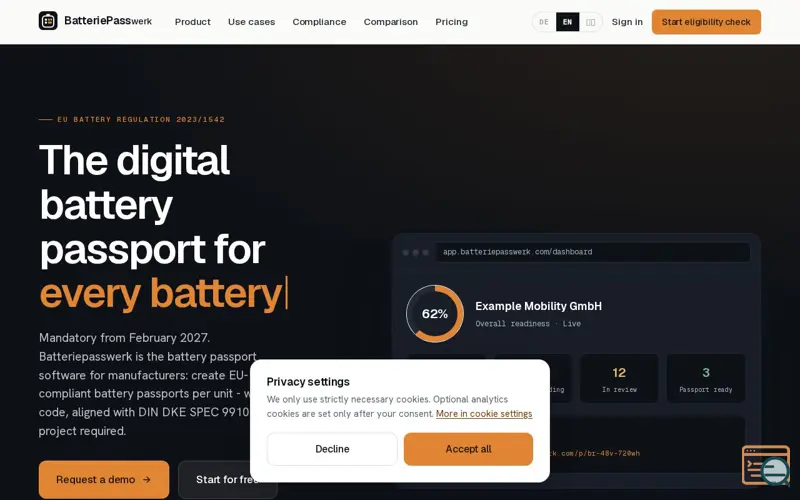 Screenshot of Batteriepasswerk