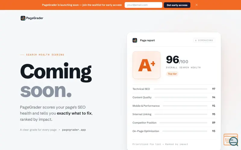 Screenshot of PageGrader