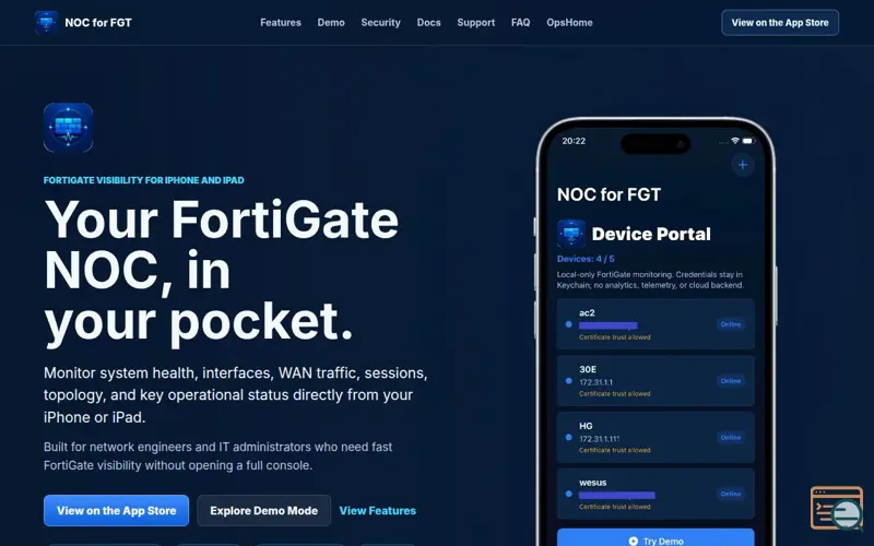 Screenshot of NOC for FGT