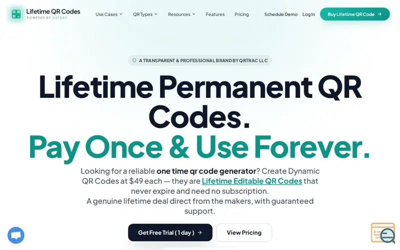 Screenshot of Lifetime QR Codes