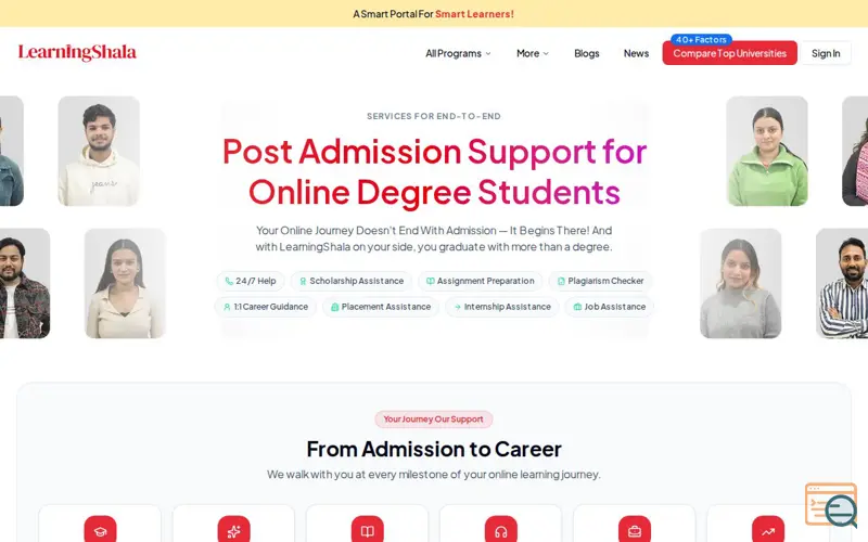 Screenshot of Post Admission Services