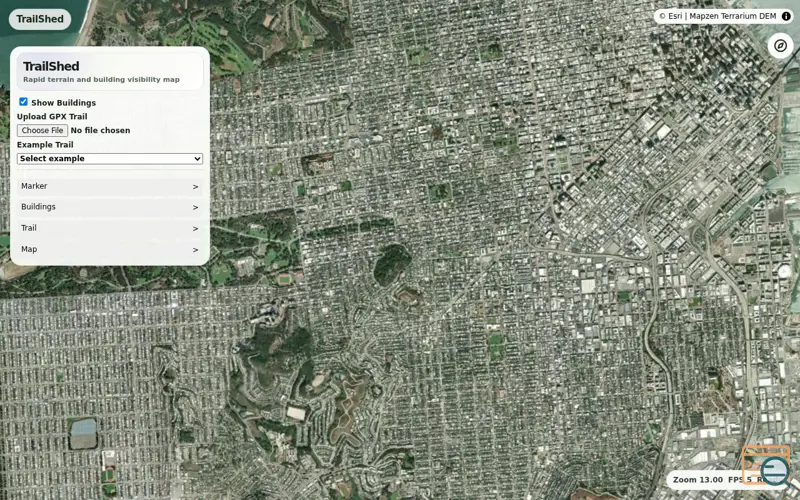 Screenshot of TrailShed