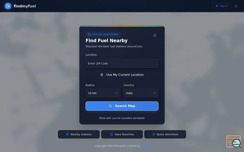 Screenshot of findmyfuel