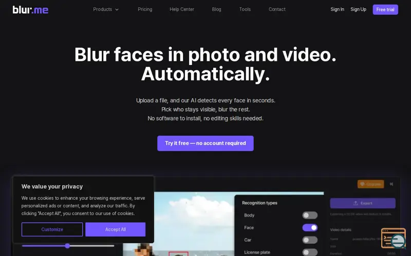 Screenshot of BlurMe