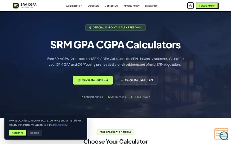 Screenshot of SRM CGPA Calculator
