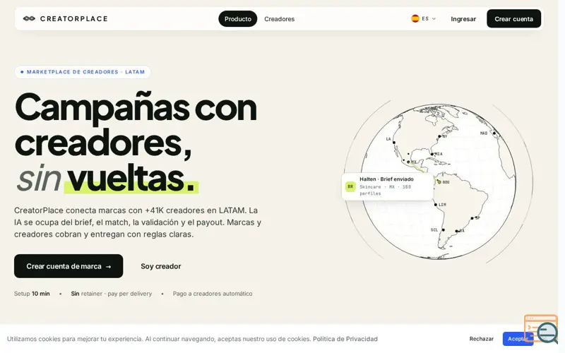 Screenshot of CreatorPlace