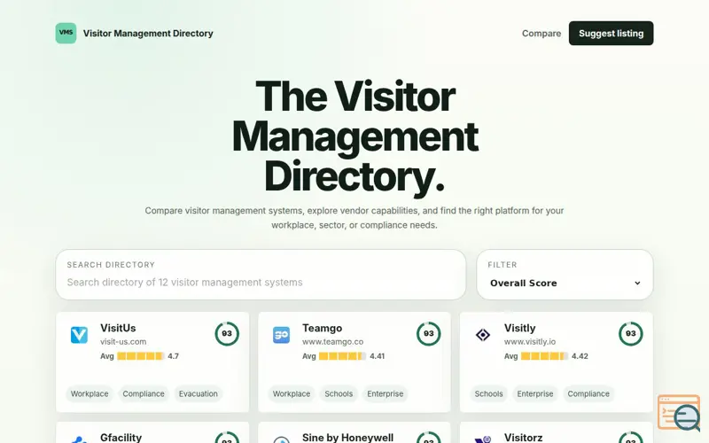 Screenshot of Visitor Managsement Directory