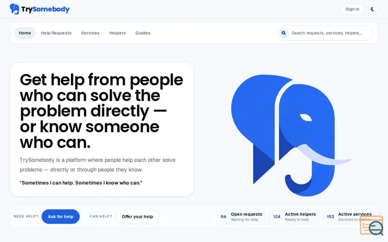 Screenshot of TrySomebody