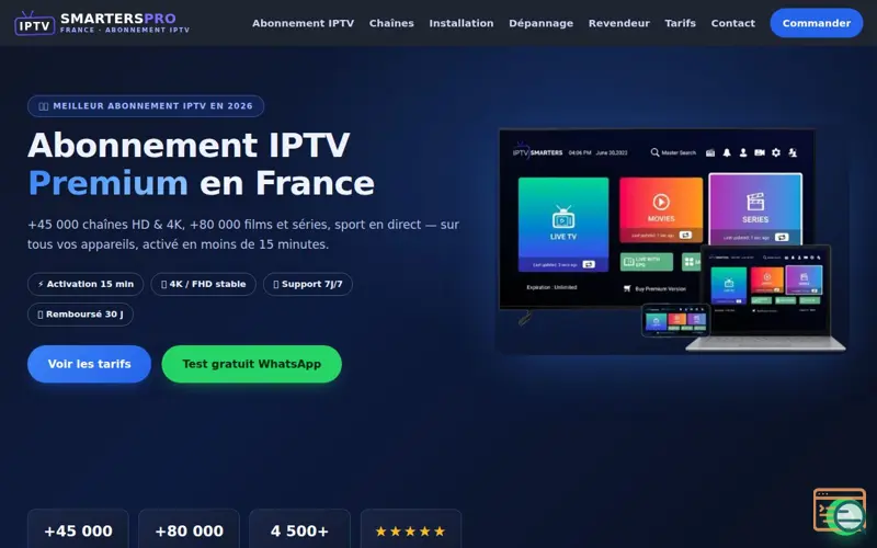Screenshot of Smarters Pro France, a launch using Cloudflare Zaraz