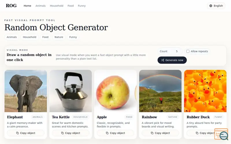 Screenshot of Random Object Generator