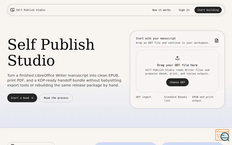 Screenshot of Self Publish Studio