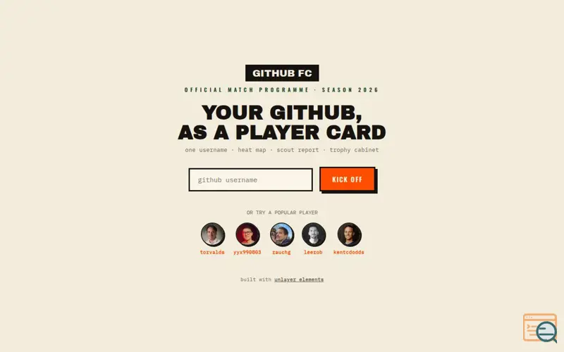 Screenshot of GitHub FC