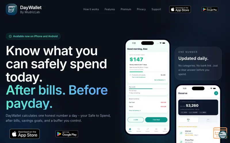 Screenshot of DayWallet
