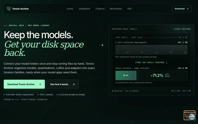 Screenshot of Tensor Archive — Get your disk space back