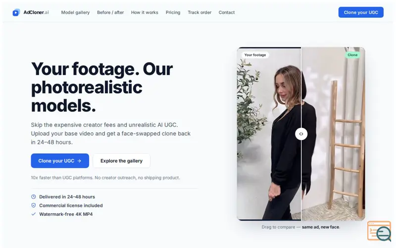 Screenshot of AdCloner — Clone Winning UGC Video Ads with AI | Shopify App