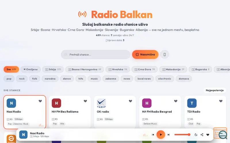 Screenshot of Radio Balkan