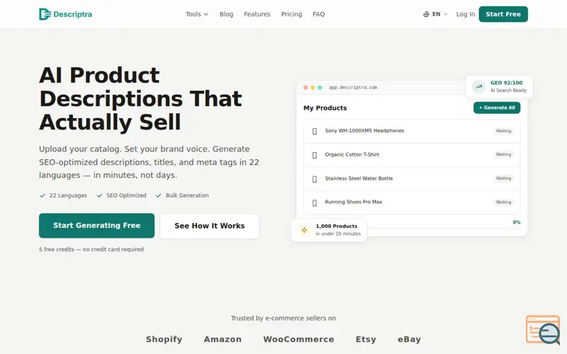 Screenshot of Descriptra