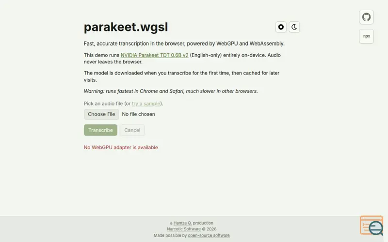 Screenshot of Parakeet