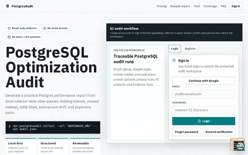 Screenshot of PostgresAudit