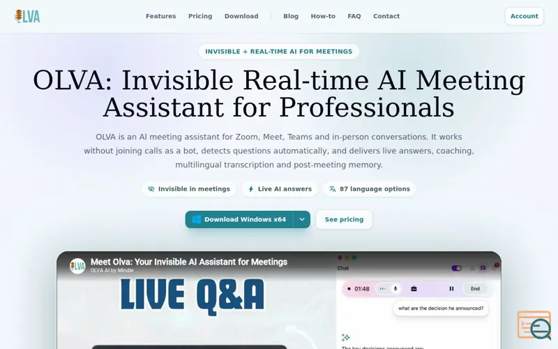 Screenshot of OLVA.ai