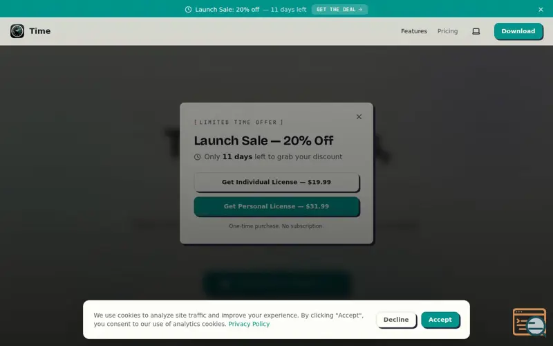 Screenshot of Time 1.4 for macOS