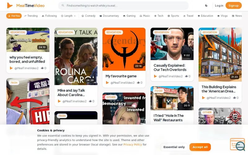 Screenshot of MealTimeVideo