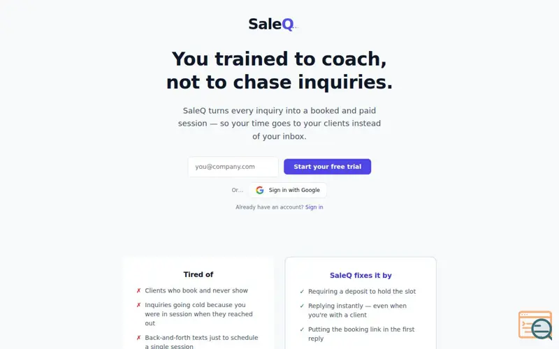 Screenshot of SaleQ