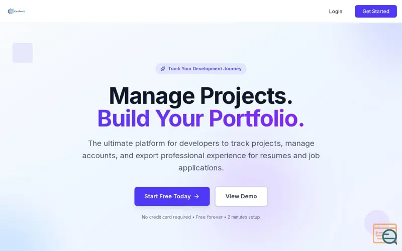 Screenshot of DevTrack
