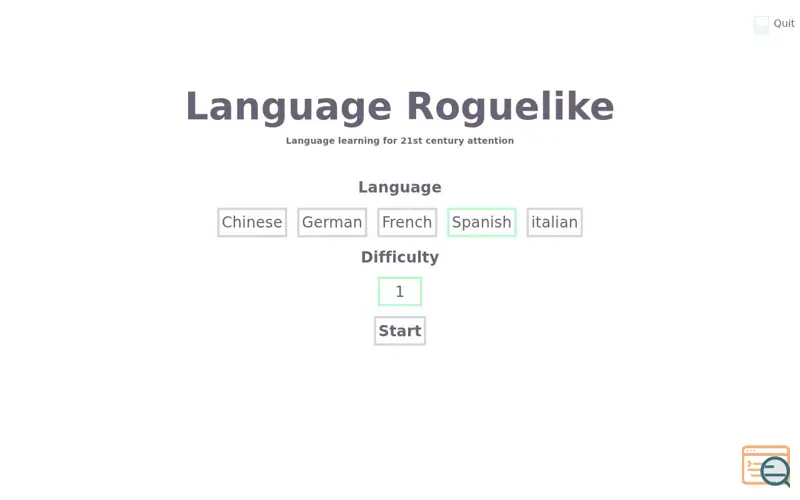 Screenshot of Language