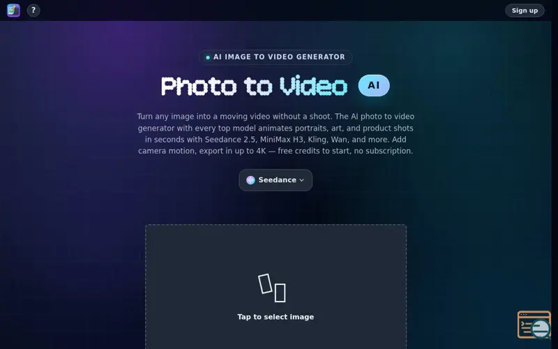 Screenshot of Photo to Video | AI Image to Video Generator