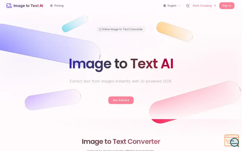 Screenshot of Image to Text AI