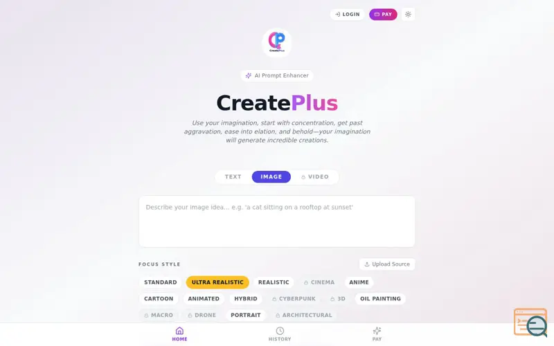 Screenshot of CreatePlus