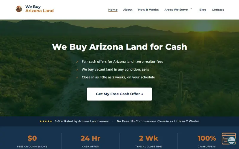 Screenshot of We Buy Arizona Land