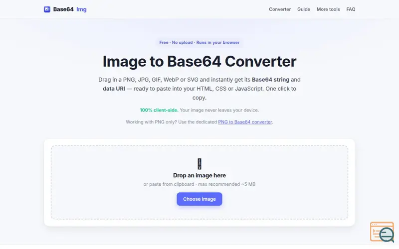Screenshot of Image2Base64 - Free Image to Base64 Converter (No Upload)