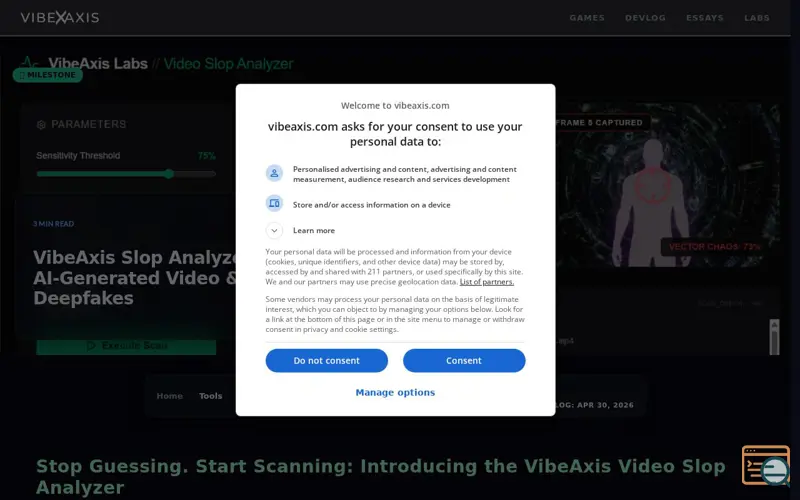 Screenshot of VibeAxis Frame Ripper