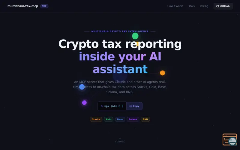 Screenshot of multichain-tax-mcp