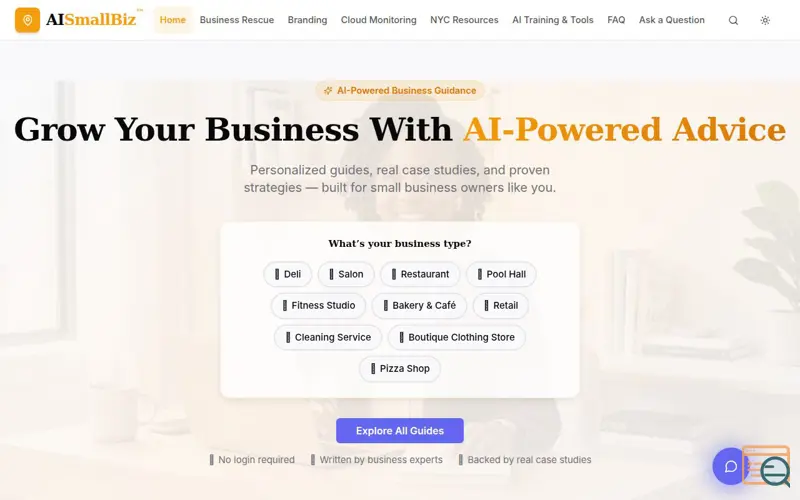 Screenshot of Free teaching of AI etc for SMB's