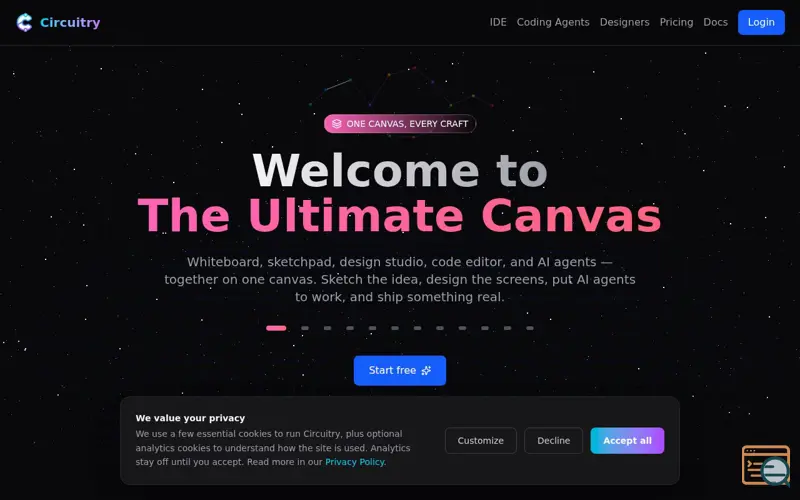 Screenshot of Circuitry Studio, a launch using Monaco Editor