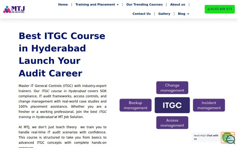 Screenshot of Join the best ITGC course in Hyderabad