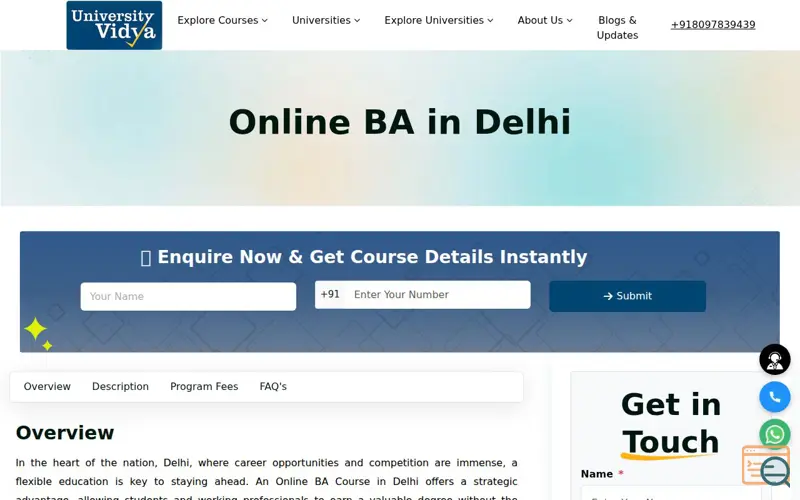 Screenshot of Online BA Course in Delhi