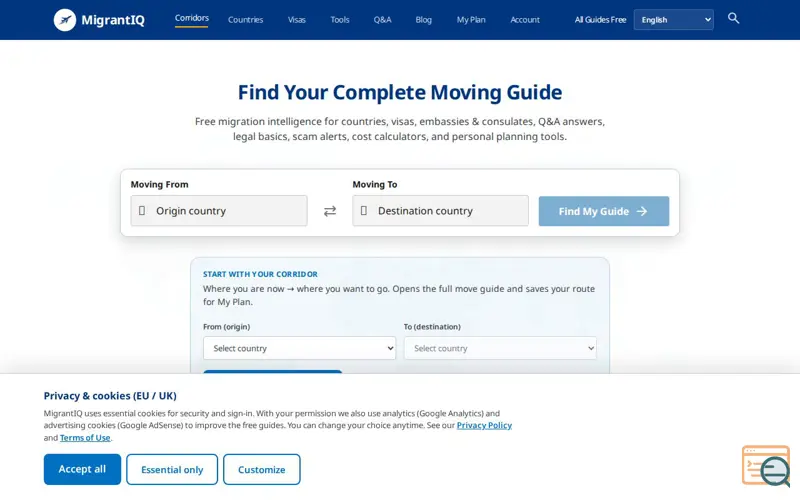 Screenshot of MigrantIQ