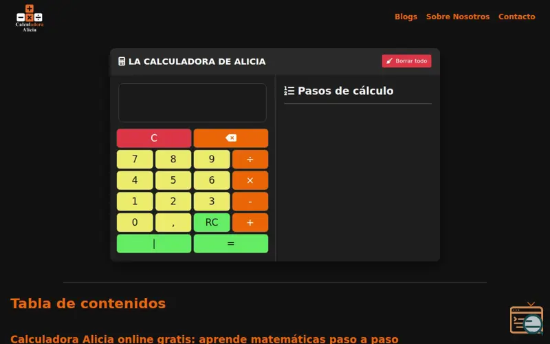 Screenshot of Calculadora Alicia