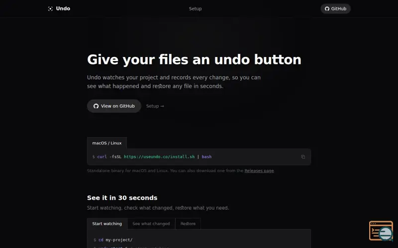 Screenshot of Give your files an undo button