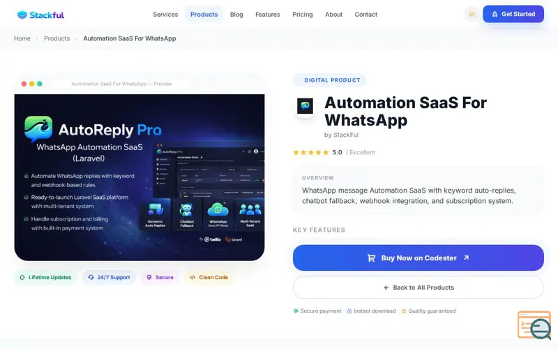 Screenshot of StackFul — Automation SaaS For WhatsApp