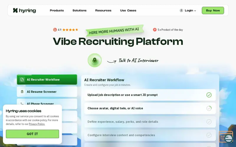 Screenshot of Hyring, a launch using Zoho Books