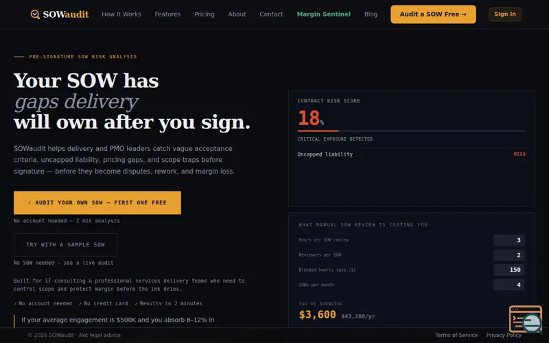 Screenshot of SOWaudit