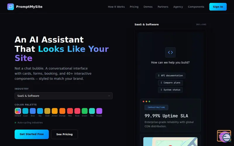 Screenshot of PromptMySite